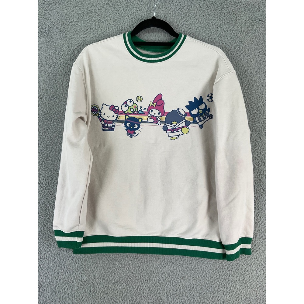 Sanrio Hello Kitty and Friends Sweatshirt Women Medium Cream Green Varsity Sport